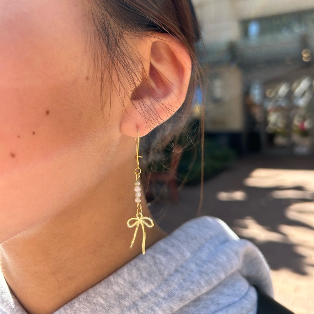 18k Gold plated Bow Dangle Earrings
